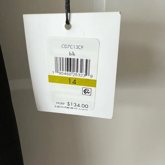 🎉Host Pick🎉Calvin Klein Black Cocktail Dress w/ 10” Slit Bell Sleeves Size 14 - Picture 16 of 16